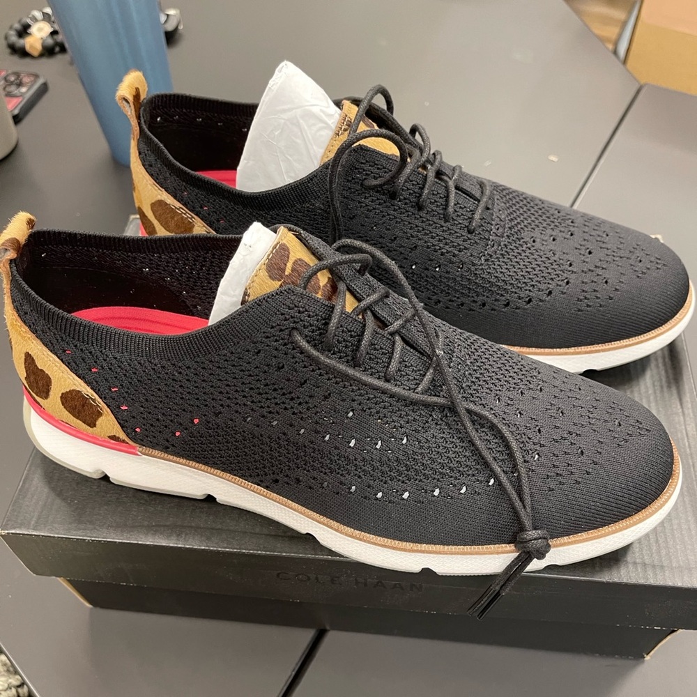 Cole Haan Women’s Black and Cheetah Sneakers